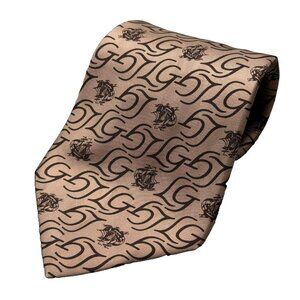 Le Galion Paris Tie Made in France 100% Silk Satin Logo Gold 4.5"